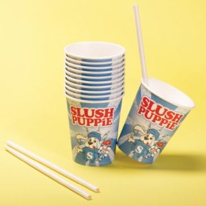 Fizz Creations Slush Puppie paper cups and straws