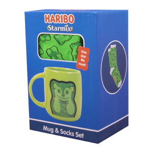 Fizz Creations HARIBO Green Bear Mug and Sock Packaging left
