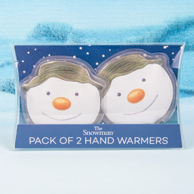 Fizz Creations The Snowman Pack of 2 Hand Warmers Packaging and background