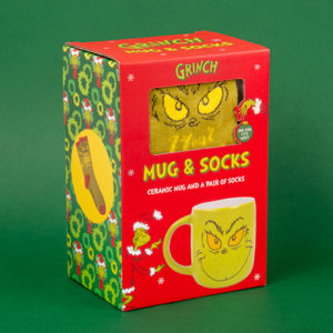 Fizz Creations The Grinch Mug and Socks packaging