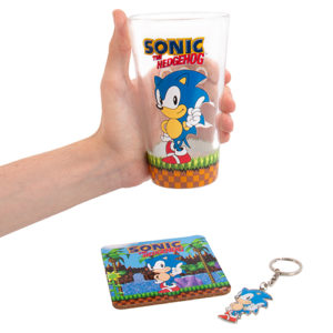 Fizz Creations Sonic Glass Coaster Keyring Set Lifestyle