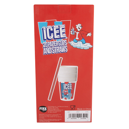 Fizz Creations ICEE Paper Cups and Straws packaging back