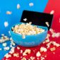 Stream n snack bowl contents full popcorn flying